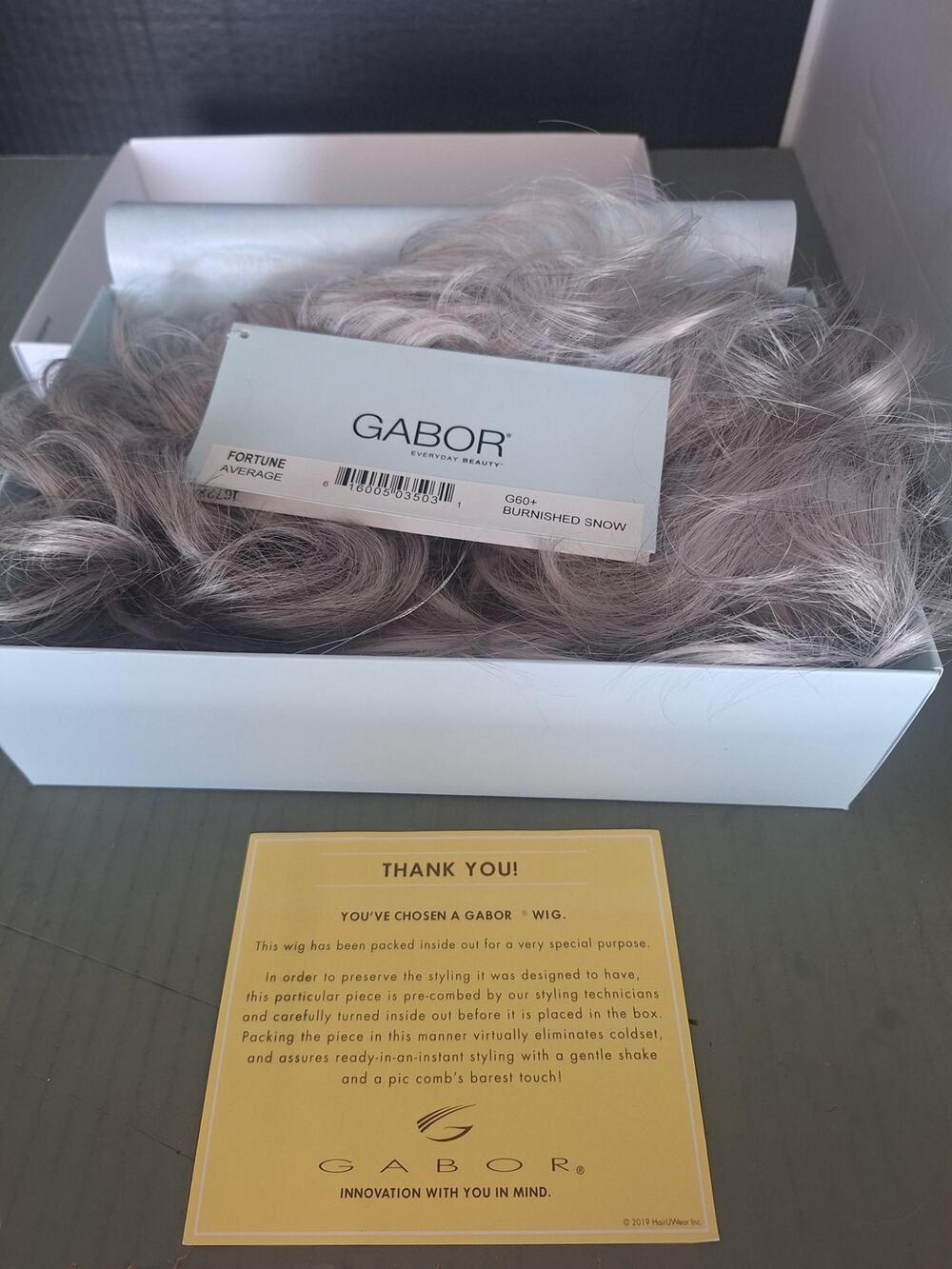 Gabor Fortune Wig G60+ Burnished Snow Average Synthetic Hair NWT Original Box